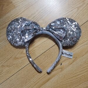 Disney Parks Silver Sparkle Minnie Mouse Ears Headband